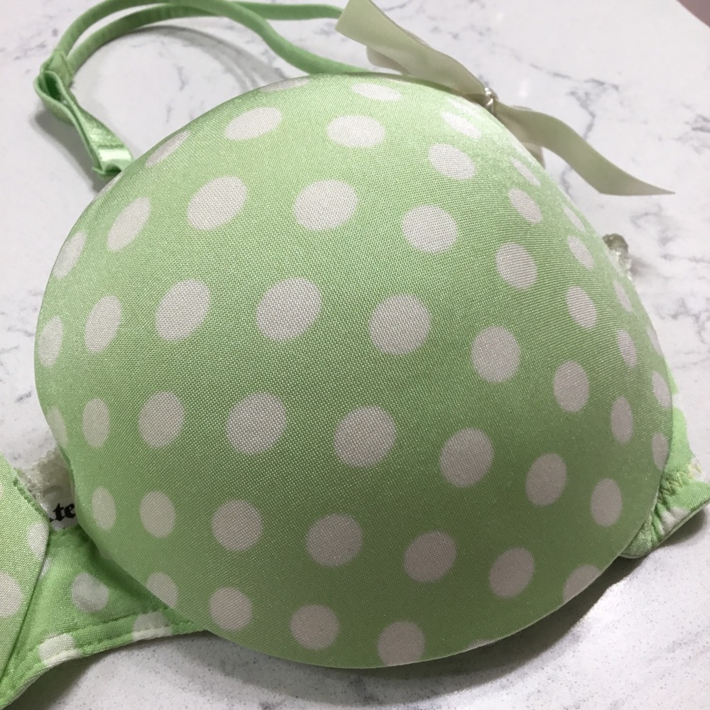 B. Tempt’d By Wacoal Polka Dotted Push Up Bra Lime Green 32C - Picture 5 of 16